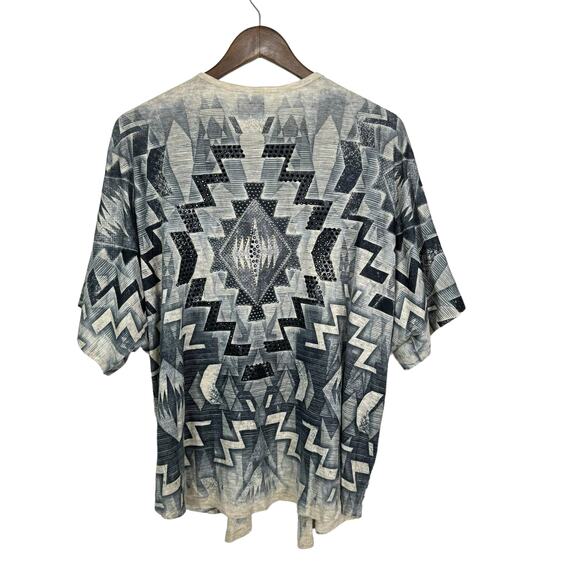 Vocal Gray Tan Jeweled Embellished Short Dolman Sleeve Open Cardigan Shrug - Picture 4 of 10